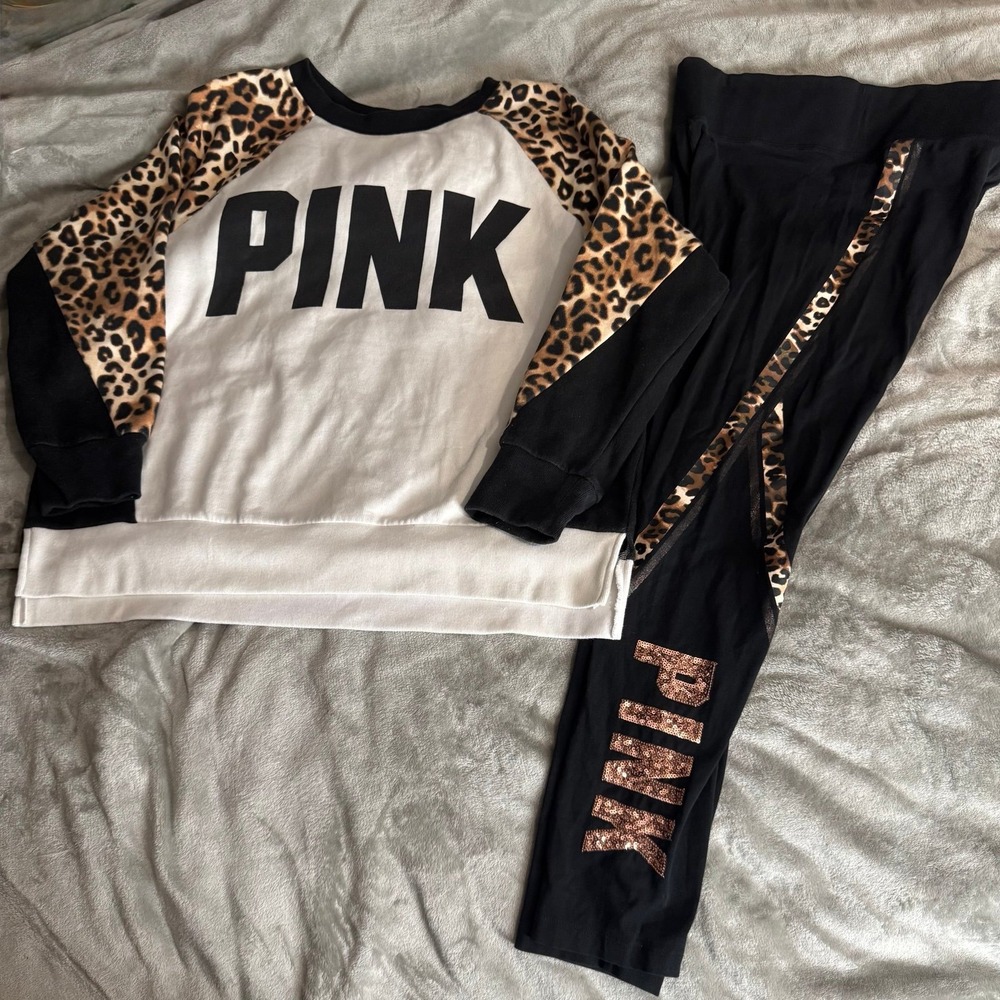 VS PINK leopard bling outfit-Large *LIKE NEW**